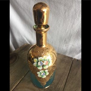 Teal Blue Italian Glass Decanter 🌿E1